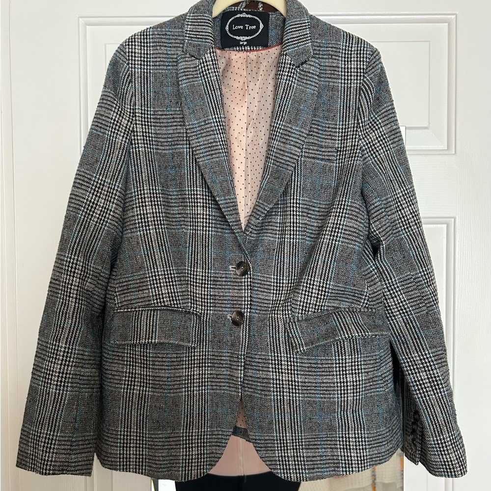 ModCloth love tree tweed blazer L